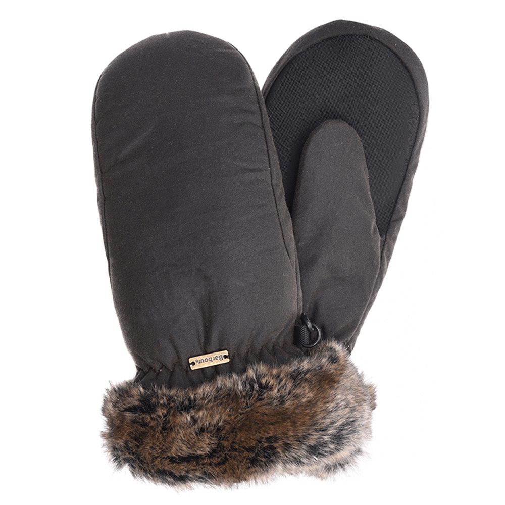 Barbour Wax with Fur Trim Mittens